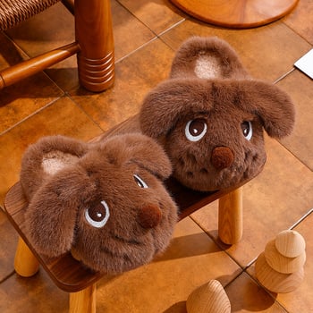 Детски пантофи с животински принт, PVC горно покритие, подплатени с флис, зима, противохлъзгащи