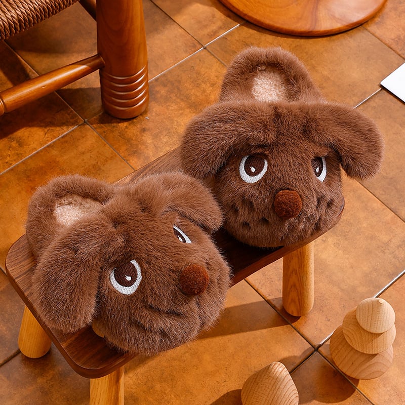 Детски пантофи с животински принт, PVC горно покритие, подплатени с флис, зима, противохлъзгащи