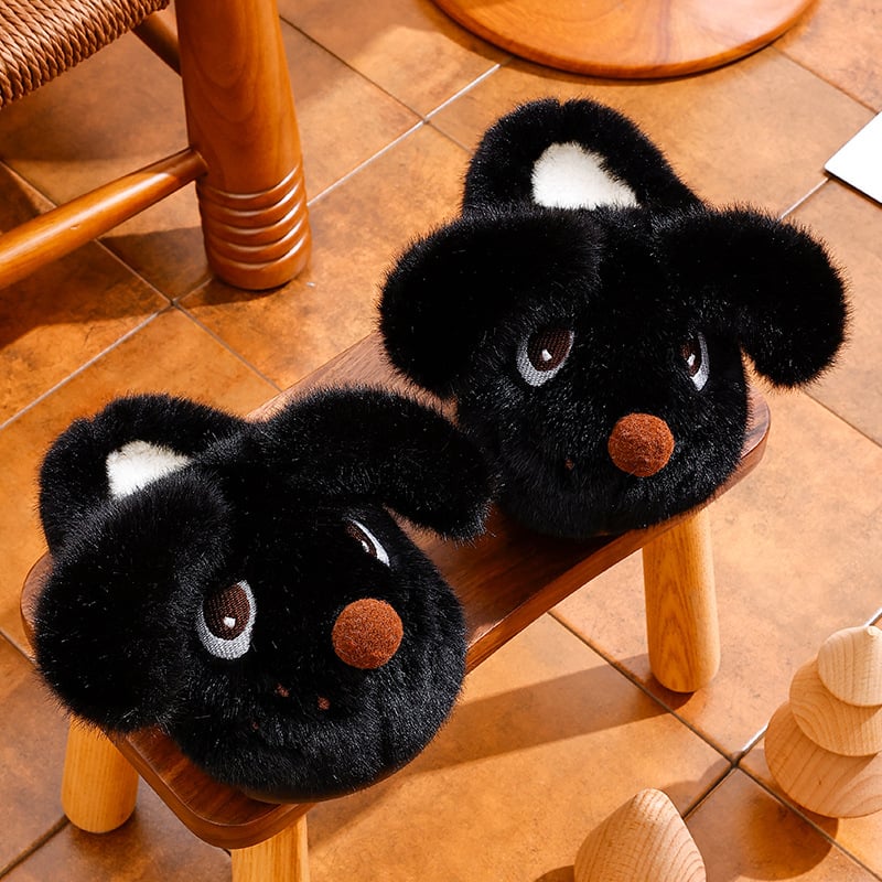 Детски пантофи с животински принт, PVC горно покритие, подплатени с флис, зима, противохлъзгащи