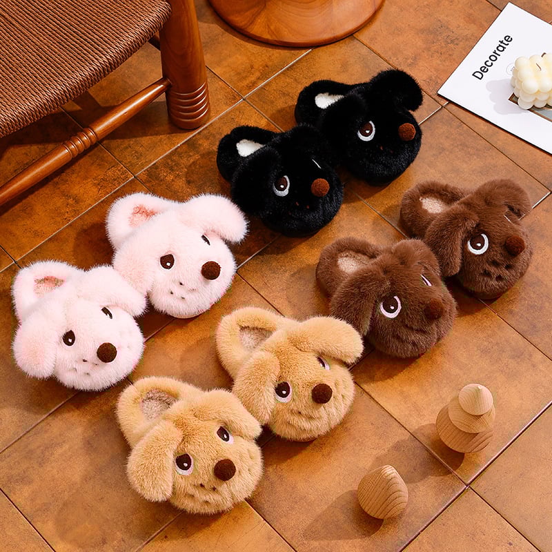 Детски пантофи с животински принт, PVC горно покритие, подплатени с флис, зима, противохлъзгащи