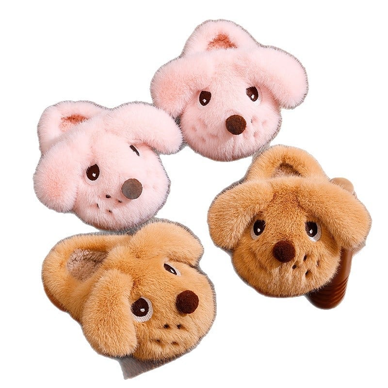 Детски пантофи с животински принт, PVC горно покритие, подплатени с флис, зима, противохлъзгащи