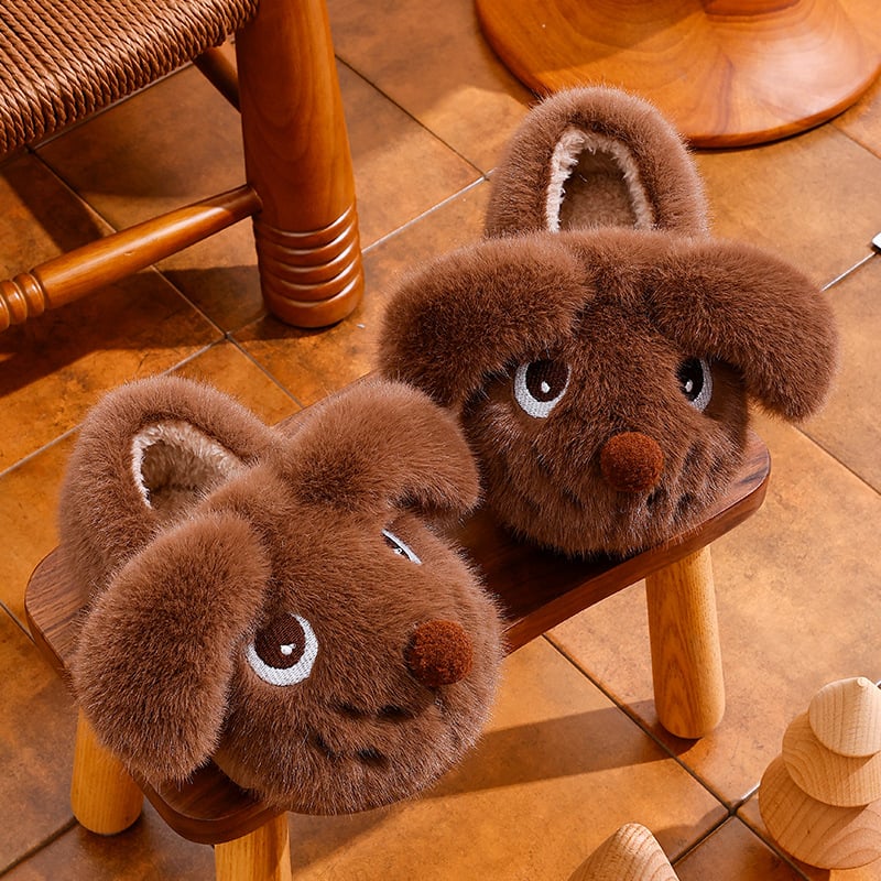 Детски пантофи с животински принт, PVC горно покритие, подплатени с флис, зима, противохлъзгащи