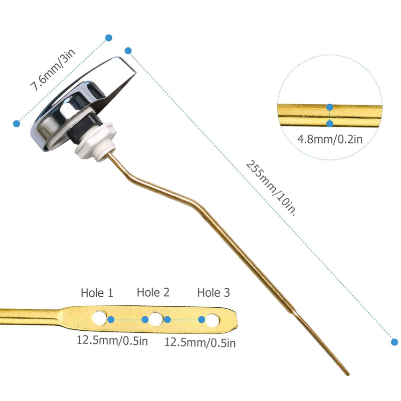 WC tartálygomb réz-ABS rúddal – modern minimalist kapcsoló kiegészítő