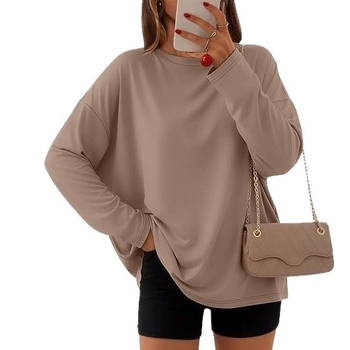 Tencel blend anyagú póló, univerzális mintával, hosszú ujjú, kerek nyakú, ősz 2025