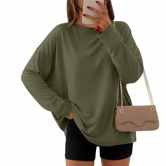 Tencel blend anyagú póló, univerzális mintával, hosszú ujjú, kerek nyakú, ősz 2025