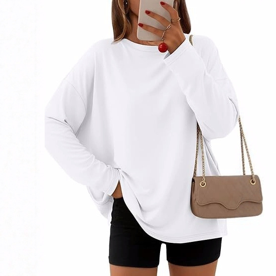 Tencel blend anyagú póló, univerzális mintával, hosszú ujjú, kerek nyakú, ősz 2025