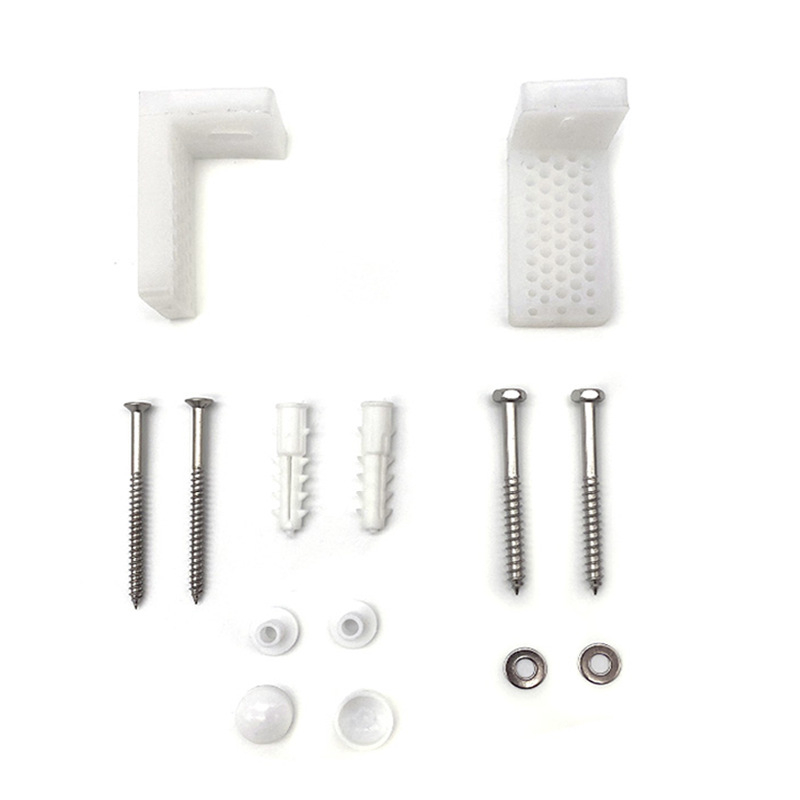 WC telepítési kiegészítők - L- és 7 alakú rögzítő csavarok, PP műanyag, rögzített zárás, modern minimalizmus