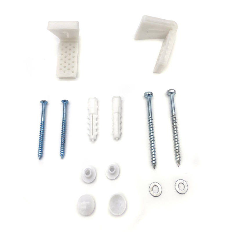 WC telepítési kiegészítők - L- és 7 alakú rögzítő csavarok, PP műanyag, rögzített zárás, modern minimalizmus