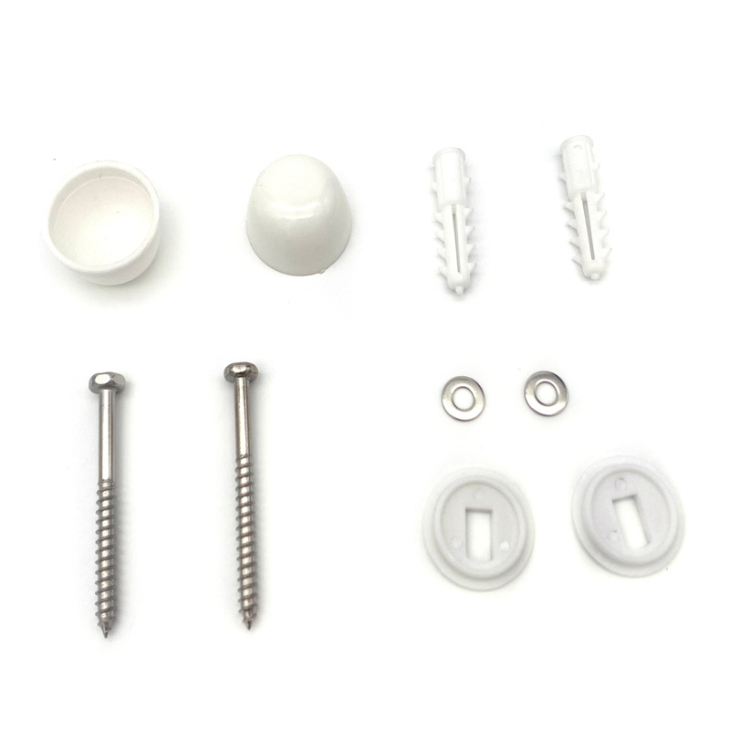 WC telepítési kiegészítők - L- és 7 alakú rögzítő csavarok, PP műanyag, rögzített zárás, modern minimalizmus