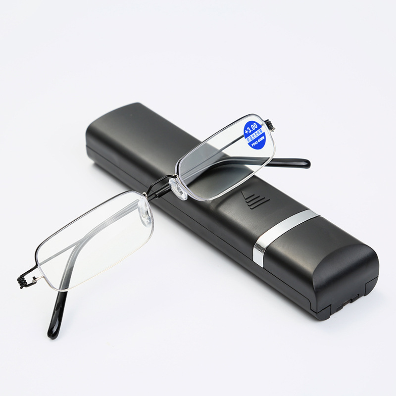 Uniszex olvasó szemüveg, ultrakönnyű, kékfény elleni védelem, fém félkeret, látás távoli és közelre