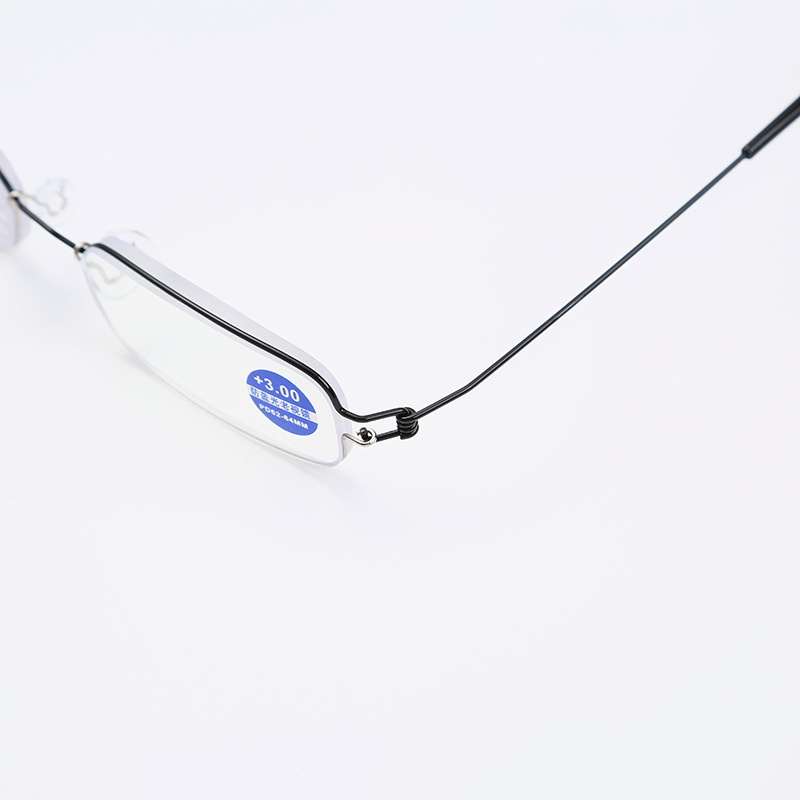 Uniszex olvasó szemüveg, ultrakönnyű, kékfény elleni védelem, fém félkeret, látás távoli és közelre