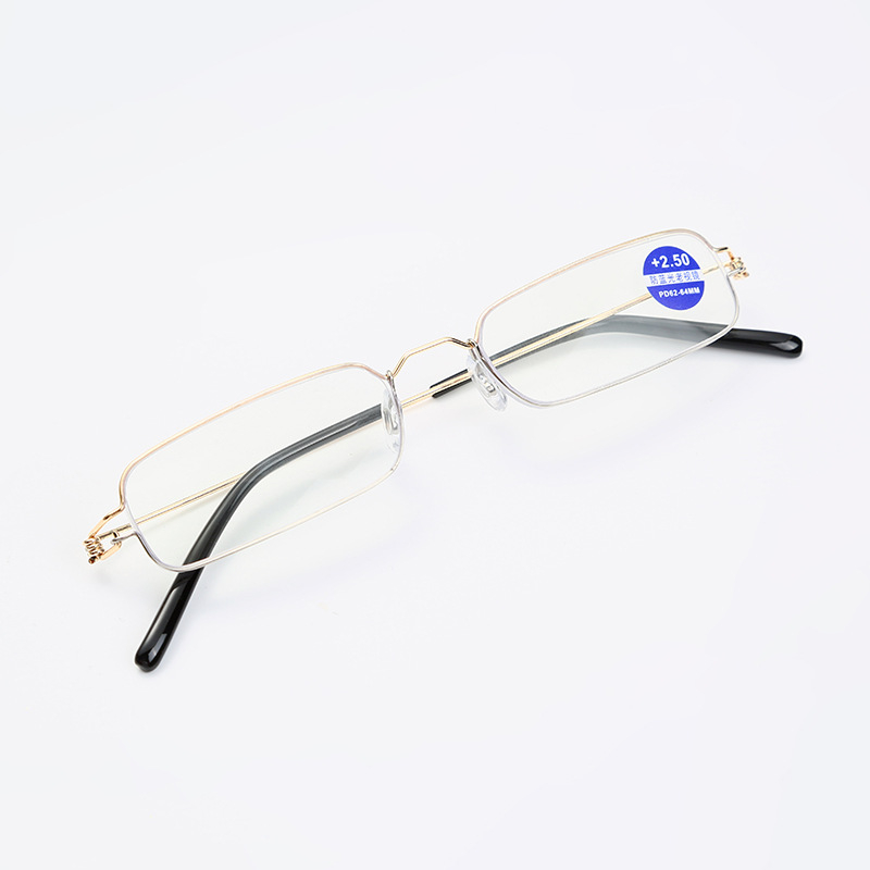 Uniszex olvasó szemüveg, ultrakönnyű, kékfény elleni védelem, fém félkeret, látás távoli és közelre