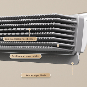 Háziállatpadlótisztító kefével rozsdamentes acélból és szilikonból (TPR), hosszú nyél, szőr eltávolítása, tisztítás vízzel