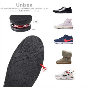 Magasságot növelő talpbetét levegő párnával, 8 cm emelés, légáteresztő, csúszásmentes.