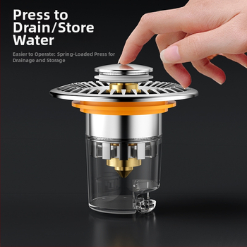 Rozsdamentes acél mosdó pop-up leeresztő dugó, visszafolyás elleni és szagellenző maggal — Modell ZC-16800060