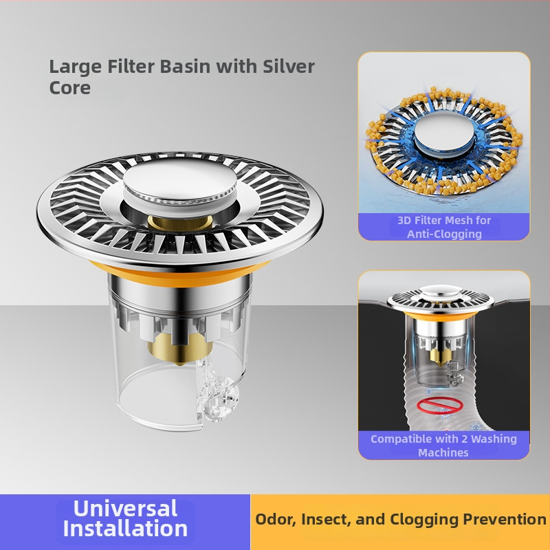 Rozsdamentes acél mosdó pop-up leeresztő dugó, visszafolyás elleni és szagellenző maggal — Modell ZC-16800060