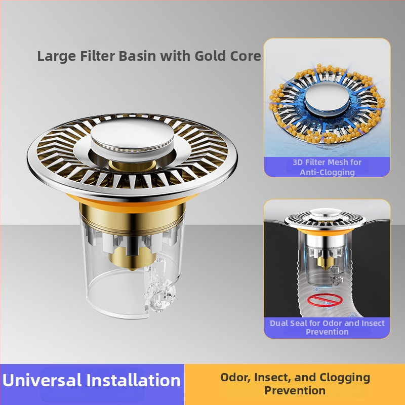 Rozsdamentes acél mosdó pop-up leeresztő dugó, visszafolyás elleni és szagellenző maggal — Modell ZC-16800060