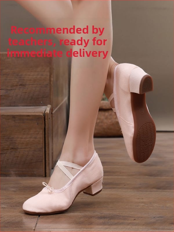 Pantofi de dans - Pantofi de antrenament cu talpă moale pentru femei adulte, talpă din cauciuc, vârf din pânză, balet / dans modern / dans latino