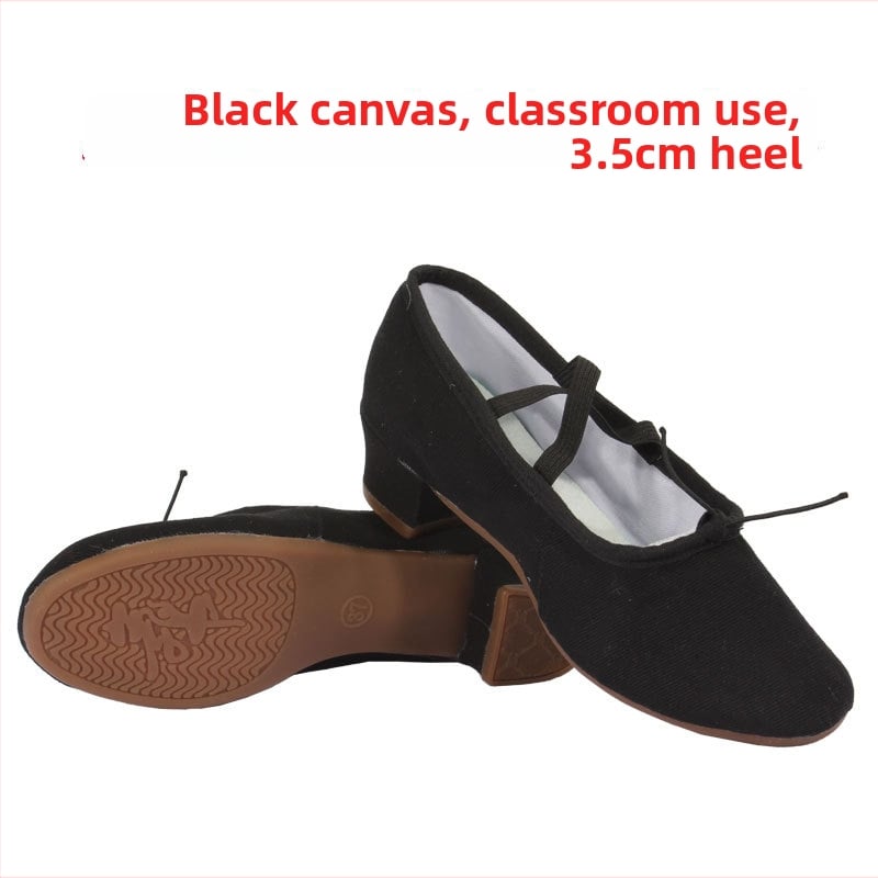 Pantofi de dans - Pantofi de antrenament cu talpă moale pentru femei adulte, talpă din cauciuc, vârf din pânză, balet / dans modern / dans latino