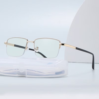 Olvasó szemüveg kékfény elleni védelemmel, félkeret, fém + PC keret, PC lencsék