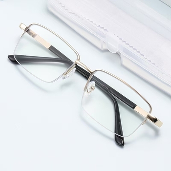 Olvasó szemüveg kékfény elleni védelemmel, félkeret, fém + PC keret, PC lencsék