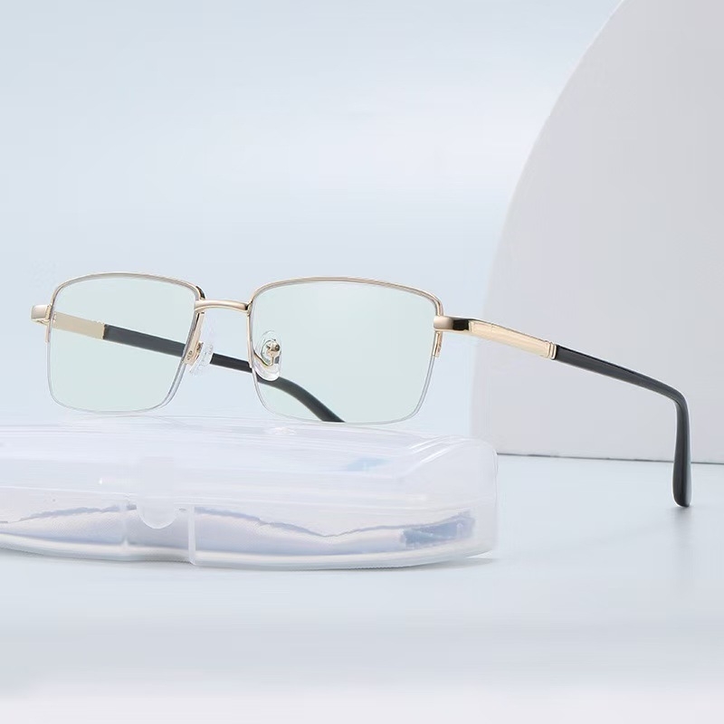 Olvasó szemüveg kékfény elleni védelemmel, félkeret, fém + PC keret, PC lencsék