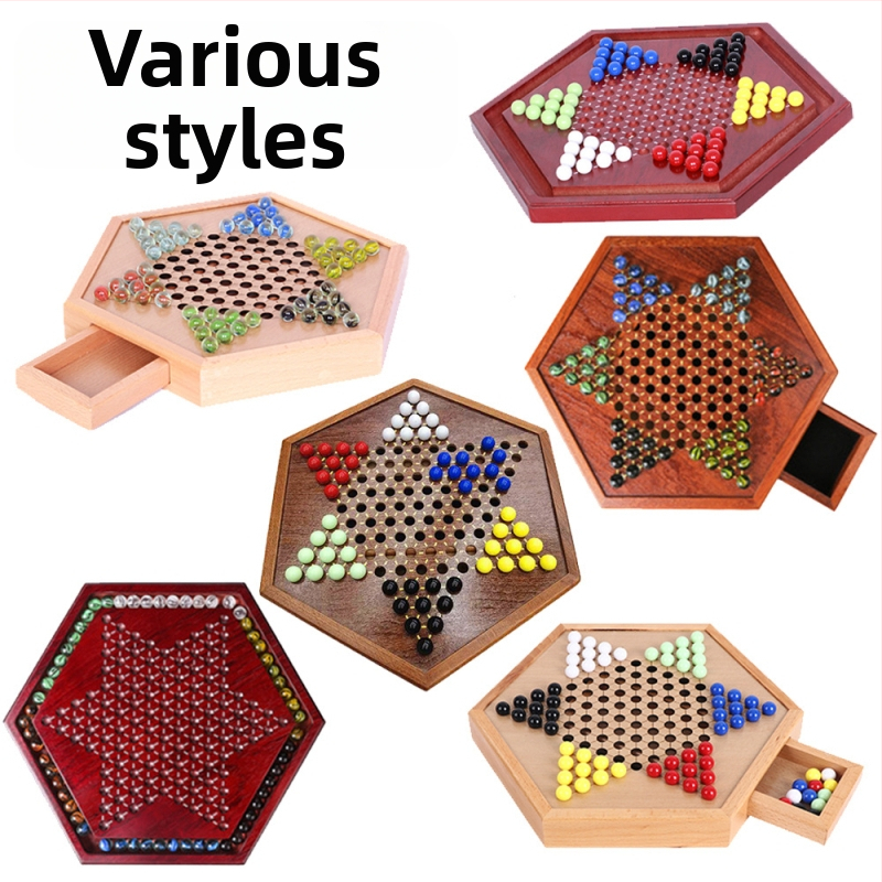 Fából készült sakk készlet fiókos tárolóval – asztali családi oktatójáték