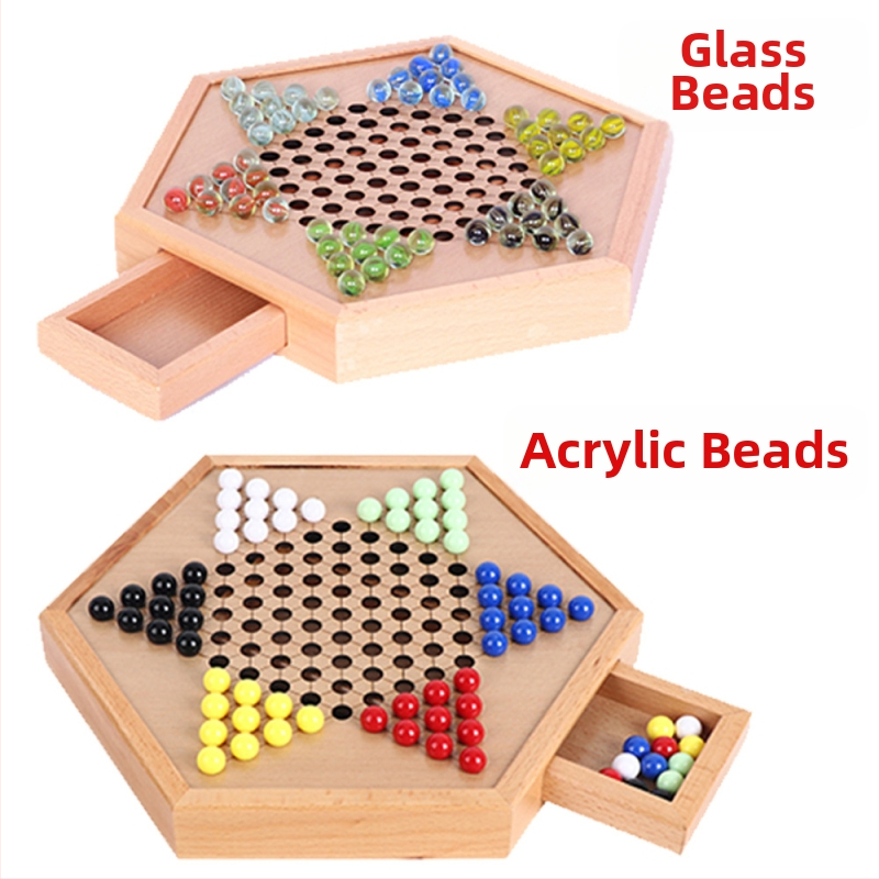 Fából készült sakk készlet fiókos tárolóval – asztali családi oktatójáték