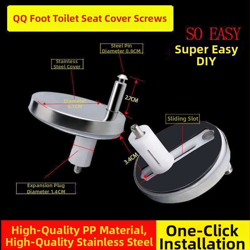 WC fedél csavar készlet – univerzális kerek kattintó fedél, rögzített bővítés, PP anyag, CE tanúsítvány