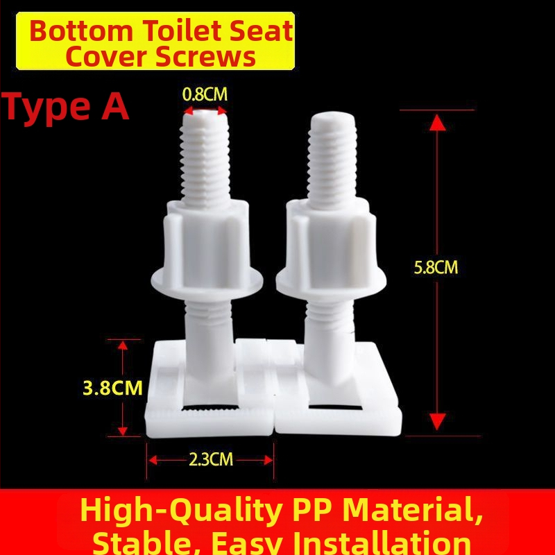 WC fedél csavar készlet – univerzális kerek kattintó fedél, rögzített bővítés, PP anyag, CE tanúsítvány