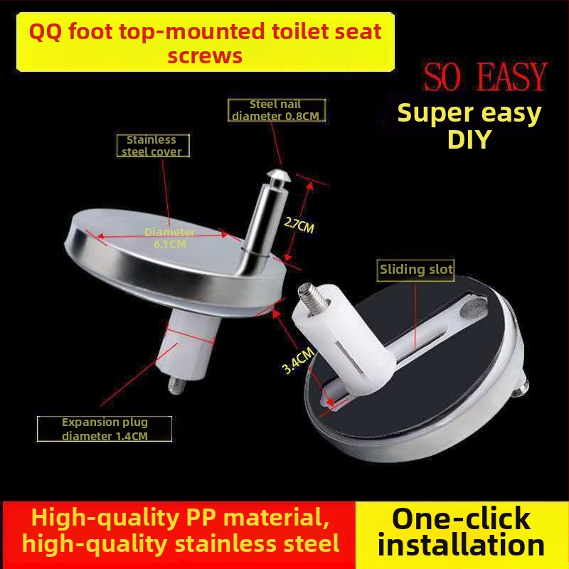 WC fedél csavar készlet – univerzális kerek kattintó fedél, rögzített bővítés, PP anyag, CE tanúsítvány