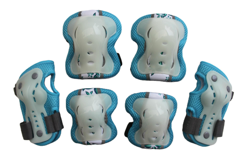 Gyerekeknek szóló védőfelszerelés-készlet görkorcsolyázáshoz és kerékpározáshoz — tenyér-, könyök- és térdvédők; gumitest; 60 darabos készlet