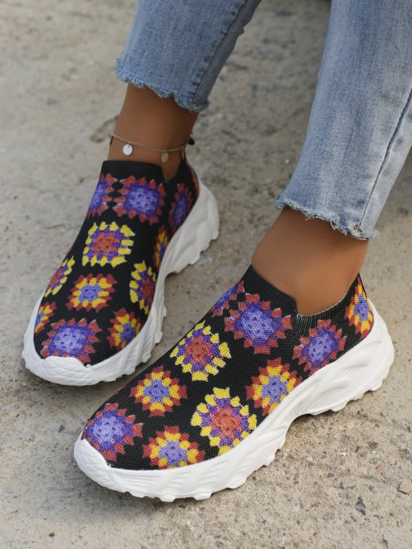 Дамски спортни обувки с мрежеста горна част, кръгъл нос, гумена подметка, PU стелка и цветово съчетание