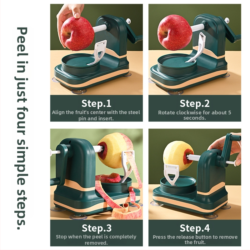 Automatický ošúpač jabĺk - ručne ovládaný, viacúčelový, materiál ABS+PP+nerezová oceľ, tlač loga dostupná, uvedenie na trh 2025