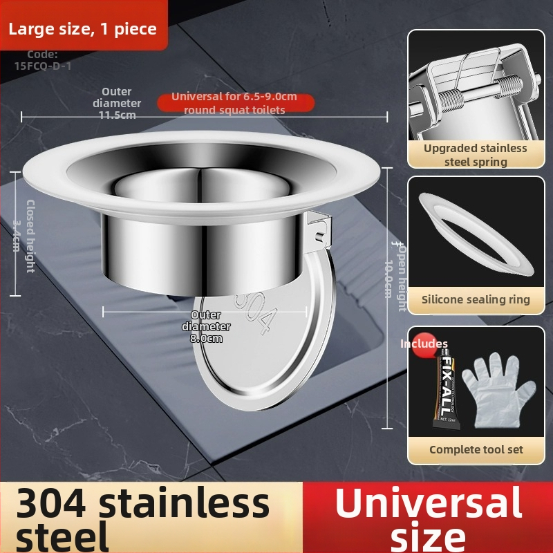 Rozsdamentes acélból készült vécédezodoráló készülék csavaros dugóval a squat WC-hez – öblítési mód, modern minimalistikus kialakítás