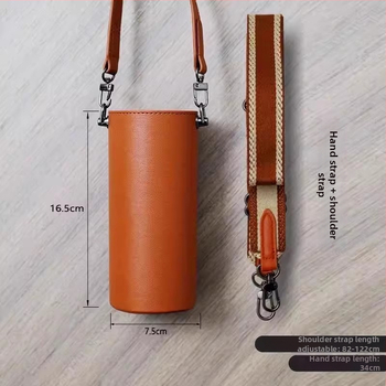 PU bőr pohárvédő crossbody pánttal, univerzális védőtok poharak/termoszok számára, egyszerű prémium dizájn, logónyomtatás elérhető