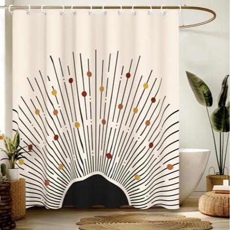 Zuhanyfüggöny bohem stílusú modern – poliészter, nyomtatott minta, logó nyomtatása, testreszabás elérhető