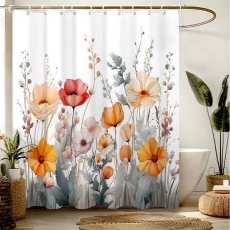 Zuhanyfüggöny bohem stílusú modern – poliészter, nyomtatott minta, logó nyomtatása, testreszabás elérhető