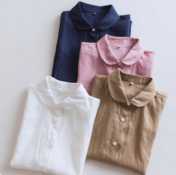 Csíkos lenvászon rövidujjú ing, alapvető, kényelmes stílus, 95%+ len tartalom