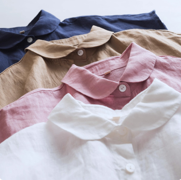 Csíkos lenvászon rövidujjú ing, alapvető, kényelmes stílus, 95%+ len tartalom