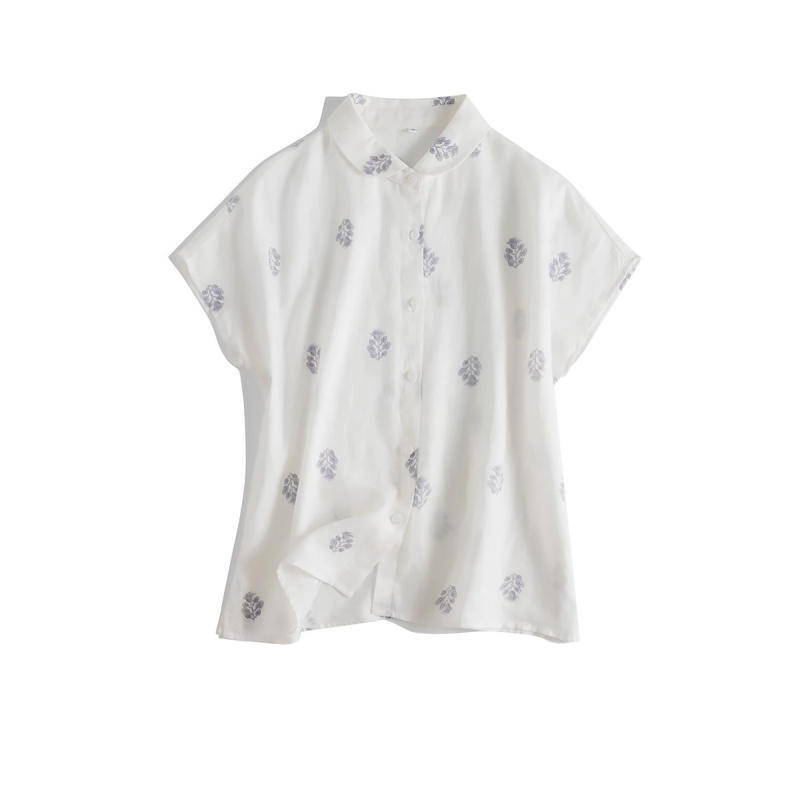 Csíkos lenvászon rövidujjú ing, alapvető, kényelmes stílus, 95%+ len tartalom