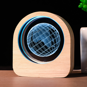 Светеща кристална сфера от бял кристал, 3D вътрешно гравиране със звездна нощ, настолно украшение в подаръчна кутия