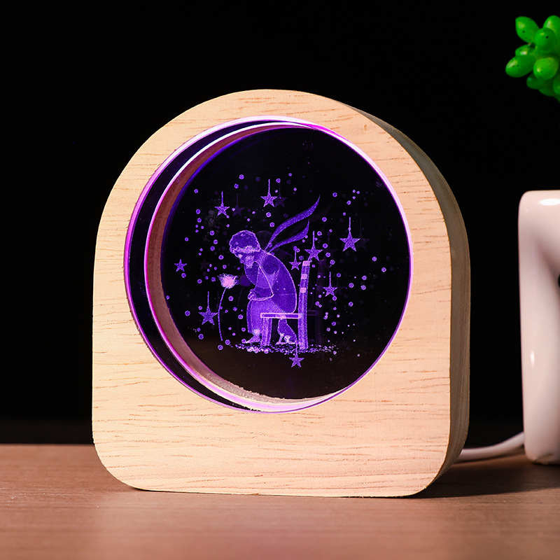 Светеща кристална сфера от бял кристал, 3D вътрешно гравиране със звездна нощ, настолно украшение в подаръчна кутия