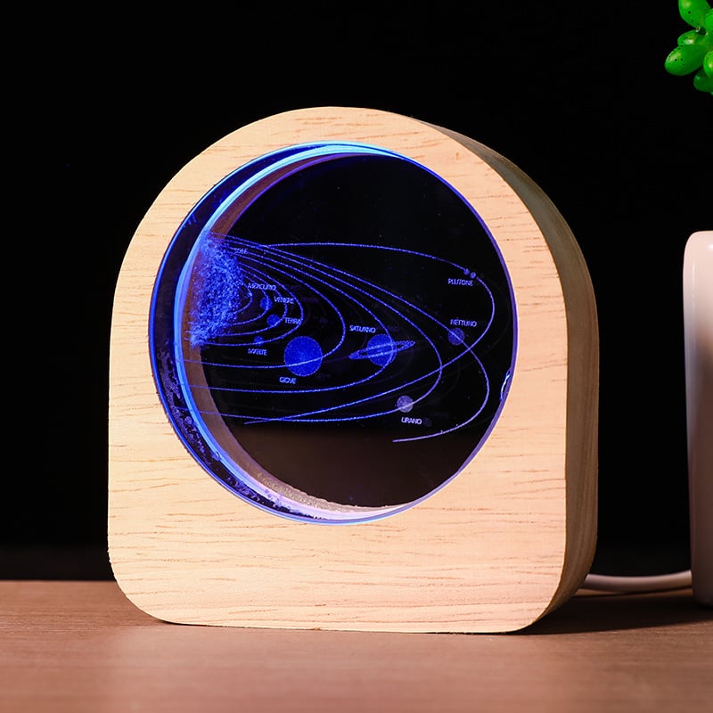 Светеща кристална сфера от бял кристал, 3D вътрешно гравиране със звездна нощ, настолно украшение в подаръчна кутия