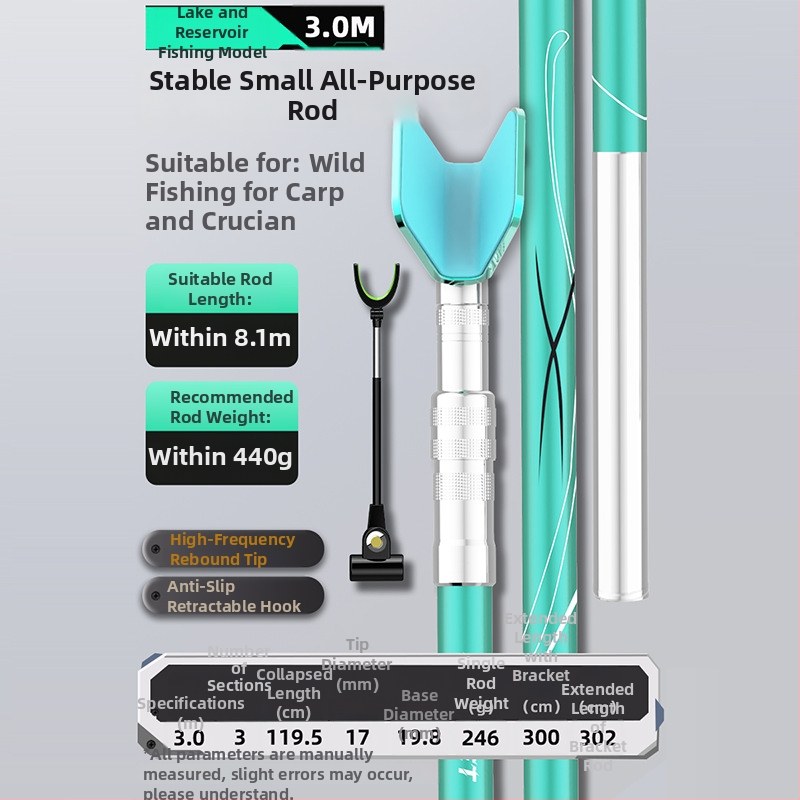 Externý prenosný karbonový vežový držiak na rybárske prúty s viacnásobnou rotáciou