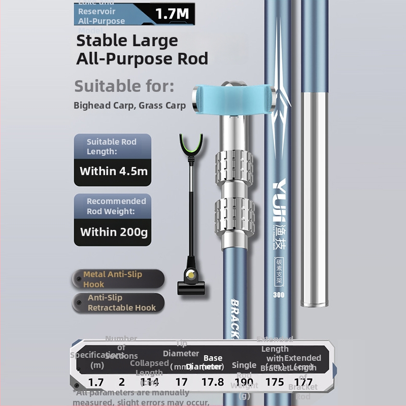 Externý prenosný karbonový vežový držiak na rybárske prúty s viacnásobnou rotáciou