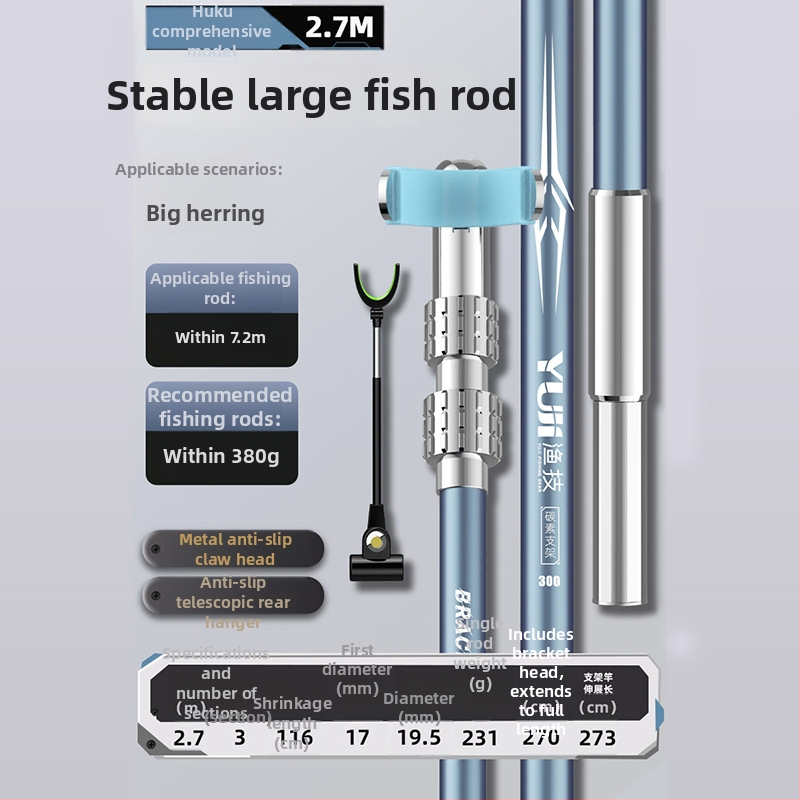 Externý prenosný karbonový vežový držiak na rybárske prúty s viacnásobnou rotáciou