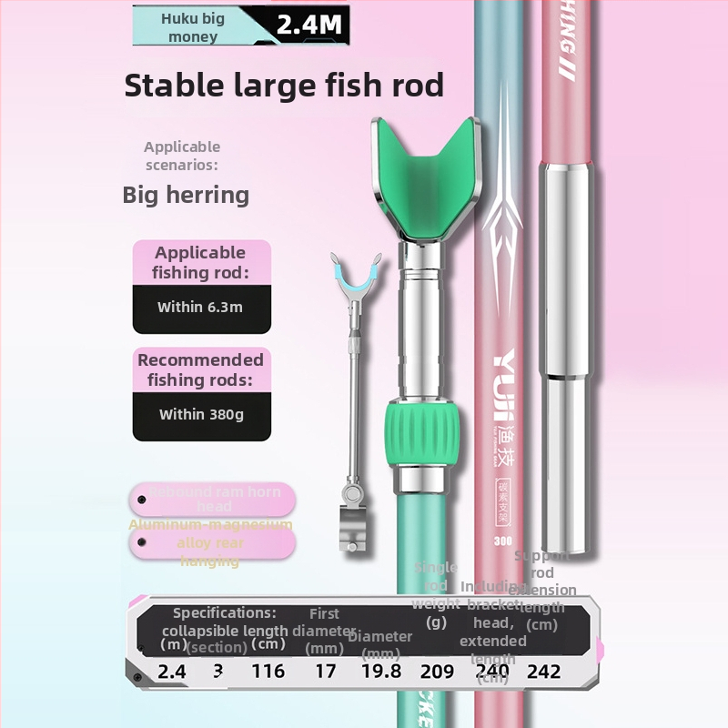Externý prenosný karbonový vežový držiak na rybárske prúty s viacnásobnou rotáciou