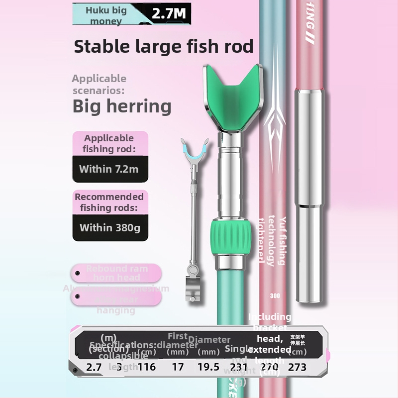 Externý prenosný karbonový vežový držiak na rybárske prúty s viacnásobnou rotáciou
