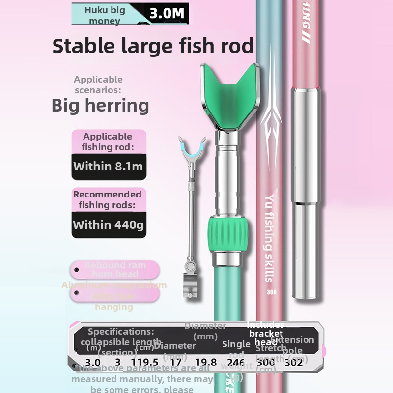 Externý prenosný karbonový vežový držiak na rybárske prúty s viacnásobnou rotáciou